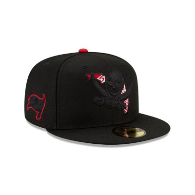 Black Tampa Bay Buccaneers Hat - New Era NFL State Logo Reflect 59FIFTY Fitted Caps USA9278463